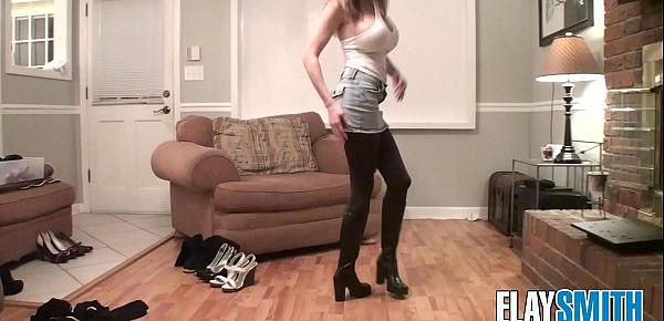  Teen Tries on Clothes Shows of Slender Body and Huge Tits Shoes